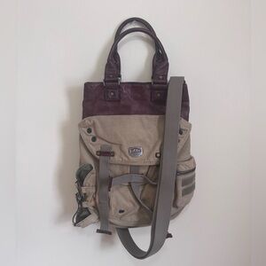 Vintage Diesel Archival Khaki Large Canvas Shoulder Bag